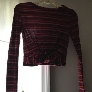 Striped long sleeve crop top
